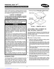 Invacare Personal Seat VF Installation And Operating Instructions