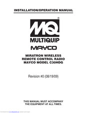 Multiquip Mayco C30HDG Installation & Operation Manual