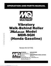 Multiquip Mikasa MDR-9GH Operation And Parts Manual