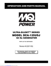 Multiquip ULTRA-SILENT DCA-125USJ Operation And Parts Manual