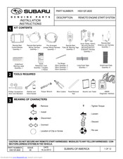 Subaru H001SFJ600 Installation Instructions Manual