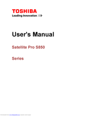 Toshiba Satellite Pro S850 User Manual