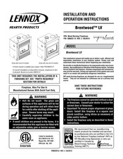 Lennox Hearth Products BRENTWOOD LV Installation And Operation Instructions Manual