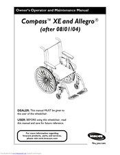 Invacare Compass Allegro Owner's Operator And Maintenance Manual