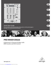 Behringer Pro Mixer DX626 Quick Start Manual