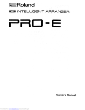 Roland PRO-E Owner's Manual