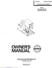 Miller Electric MILLERMATIC 30A CONTROL/FEEDER Owner's Manual