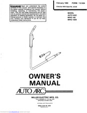 Miller Electric AUTO ARC MWG 160B Owner's Manual