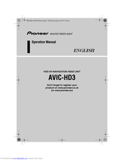 Pioneer AVIC-HD3 Operation Manual
