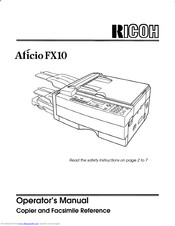 Ricoh Aficio FX10 Operator's Manual