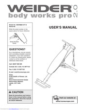 Weider Body Works Pro 2.0 Bench User Manual