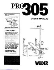 Weider 305/pro Workout Weight Bench Manual