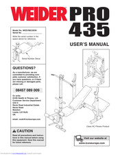 Weiderpro Pro 435 Bench User Manual