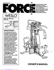 Weslo Electra Force B01197-b Manual