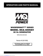 Multiquip WHISPERWATT Series Operation And Parts Manual