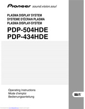 Pioneer PDP 434HDE Operating Instructions Manual
