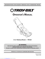 Troy-Bilt TB E25 Operation Manual