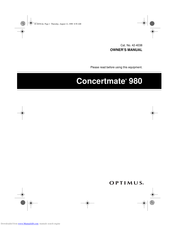 Optimus Concertmate 980 Owner's Manual