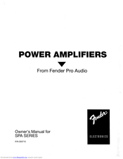 Fender SPA series Owner's Manual