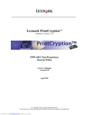Lexmark 10G0149 - PrintCryption Card Encryption Module Manual