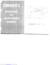 Singer 311 Owner's Operating And Maintenance Manual