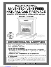 Desa UNVENTED (VENT-FREE) NATURAL GAS FIREPLACE Owner's Operating & Installation Manual