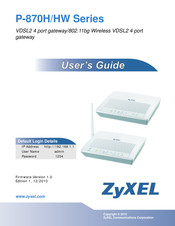 ZyXEL Communications P-870HW-51A V2 User Manual