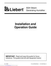 Liebert SGH Steam Installation And Operation Manual