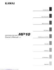 Kawai MP10 Owner's Manual