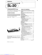 Sony SL-20 Operating Instructions Manual