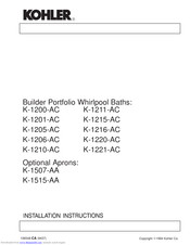 Kohler K-1200-AC Installation Instructions Manual