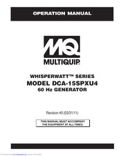 Multiquip WHISPERWATT DCA-15SPXU4 Operation Manual
