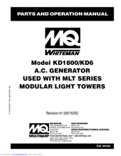 Multiquip Whiteman KD1800/KD6 Parts And Operation Manual