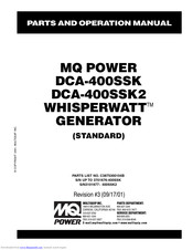 Multiquip Power WHISPERWATT DCA-400SSK Parts And Operation Manual