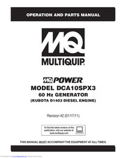Multiquip Power DCA10SPX3 Operation And Parts Manual