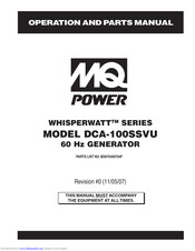 Multiquip Power WHISPERWATT DCA-100SSVU Operation And Parts Manual