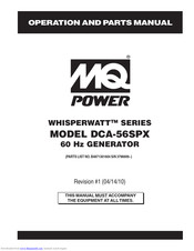 Multiquip Power WHISPERWATT DCA-56SPX Operation And Parts Manual