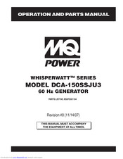 Multiquip Power WHISPERWATT DCA-150SSJU3 Operation And Parts Manual