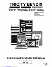 Tricity Bendix AW850 Operating And Installation Manual