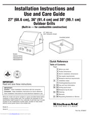 KitchenAid KBGS274PSS Installation Instructions And Use And Care Manual