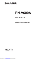 Sharp PN-V600A Operation Manual