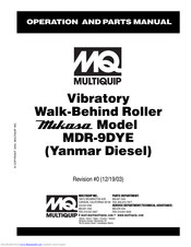Multiquip Mikasa MDR-9DYE Operation And Parts Manual
