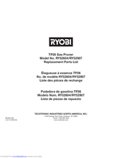 Ryobi RY52604 Replacement Parts List Manual