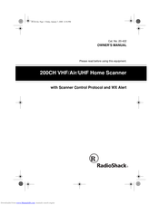 Radio Shack 200 Ch VHF/Air/UHF Home Scanner Owner's Manual