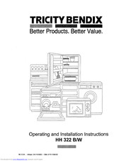 Tricity Bendix HH 322 B Operating And Installation Manual