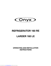Tricity Bendix Onyx 160 RE Operating And Installation Manual