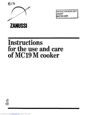 Zanussi MC19M Instructions For The Use And Care