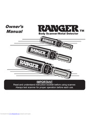Ranger Hand-Held Body Scanner Owner's Manual