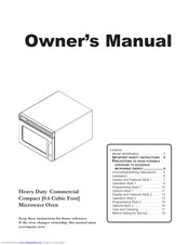 Amana Heavy Duty Commercial Compact Owner's Manual
