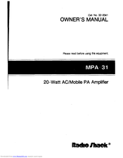 Radio Shack MPA 31 Owner's Manual